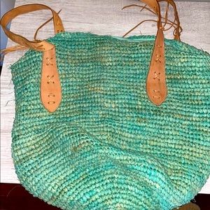 turquoise straw purse